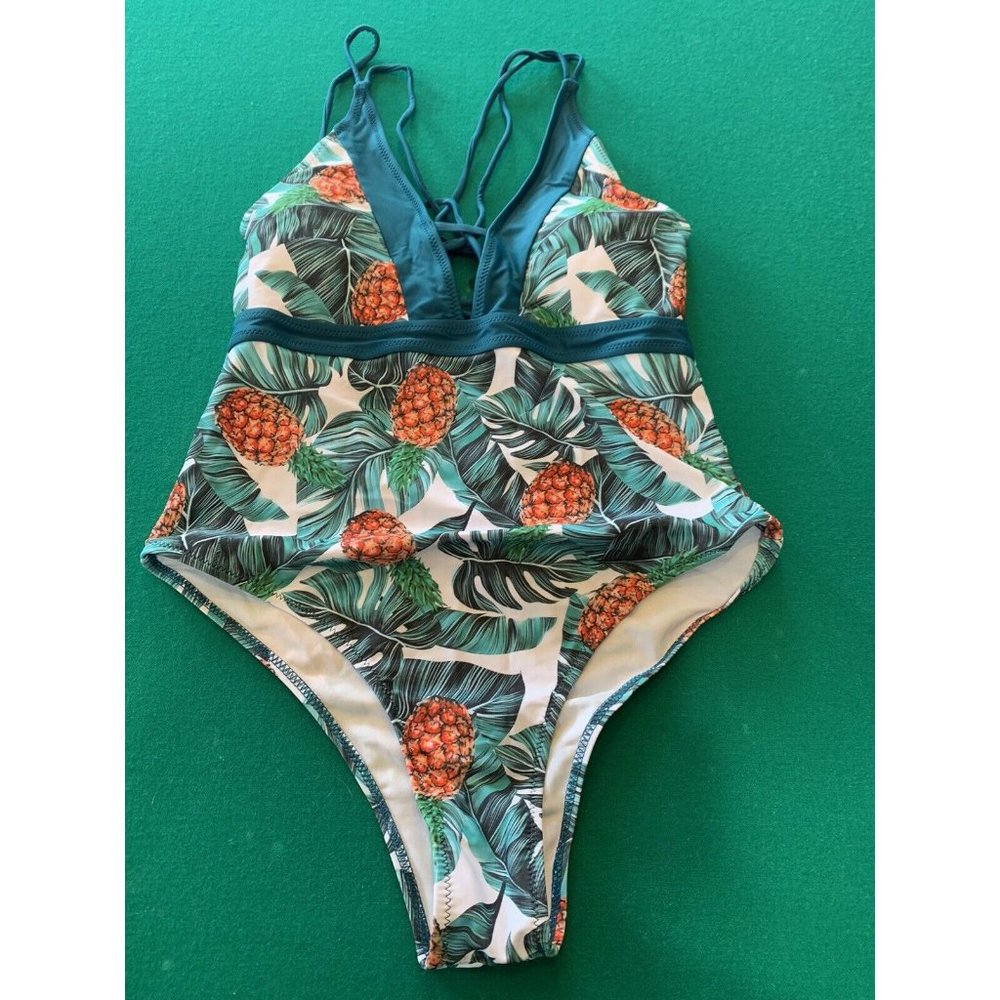 Sporlike Women's One Piece Swimsuit Pineapple Tropical Print Size Small